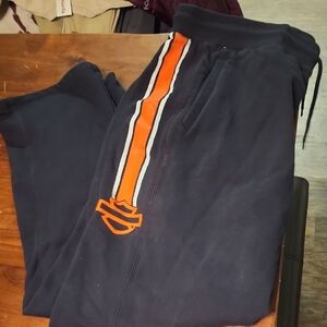 Black Jogger Pants with Orange Stripe